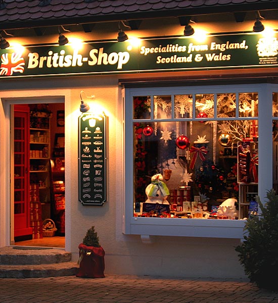 British Shop and English Shop für British Food wie Marmite und Colman's und Cadbury sowie English Tea wie PG Tips und Tetley und Yorkshire Tea